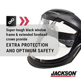 Jackson Safety Maxview - Protector facial con trinquete, tinte transparente, antiniebla, negro, 14201 (retira la película protectora de los protectores faciales antes de usarlos)