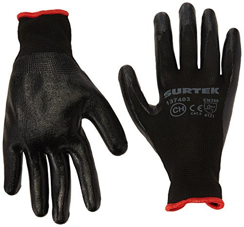 Surtek 137403 Guantes de Nylon con Recubrimiento de Nitrilo, Chica