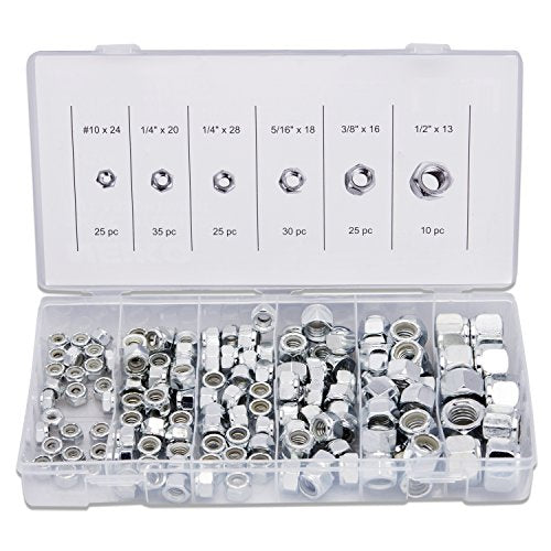 Neiko 50432A Nylon Lock Nut Assortment, 150 Piece