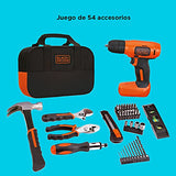 BLACK+DECKER Taladro/Destornillador Inalámbrico 8V con 54 Accesorios LD008KA-B3