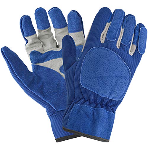 Vaupan Guantes de trabajo, guantes de jardinería a prueba de espinas para hombres y mujeres, guantes resistentes a los arañazos, buen agarre para cortar madera, pesca, conducir, jardín, patio, trabajo (azul)