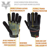 Valeo mecánica Piel Partido Guantes antivibración, Negro, X-Large