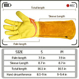 Guantes de jardinería, guantes largos de jardinería, guantes de jardín de trabajo de cuero, guantes de jardín para mujeres, guantes de jardinería para hombres, guantes de trabajo de cuero vacuno grueso y duradero. (Grande, amarillo)