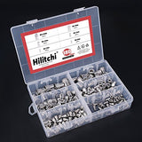 Hilitchi 304 Stainless Steel M3 M4 M5 M6 M8 M10 Flat Head Rivet Nut Threaded Rivetnut Insert Nutsert Assortment Kit (180Pcs, Metric)