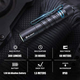 OLIGHT I5T EOS - Linterna EDC delgada de 300 lúmenes, doble salida para acampar y senderismo, linterna con interruptor trasero con distancia de haz de 160 pies, alimentada por una sola batería AA, color negro