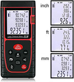 Medidor Laser de Distancia, 60M Profesional Metro Laser, Niveles de Burbuja m/in/ft/ft+in, Función de silencio, 20 Almacenamiento de Datos, Distancia, área, volumen de Pythagore, ángulo, IP54 ±2 mm Alta Precisión