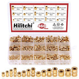 Hilitchi - Kit de inserción de latón moleteado hembra para insertar piezas o encajar en agujeros para impresiones 3D y más proyectos, Kit surtido de 460 piezas.