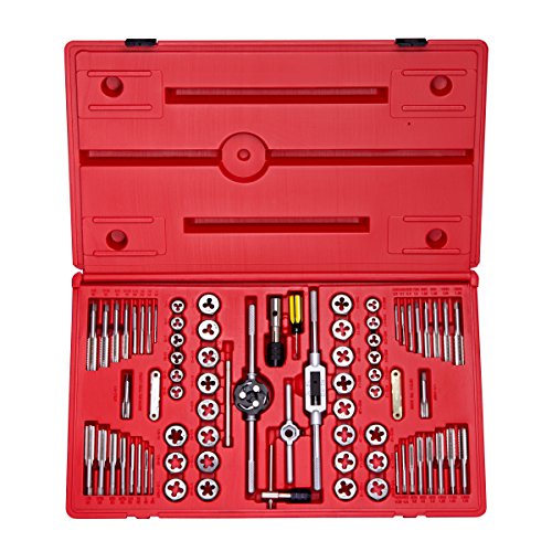 NEIKO 00908A Tap and Die Set | 76 Piece Threading Tool | Standard & Metric |Alloy Steel | Hexagon T Type Wrench | SAE and MM