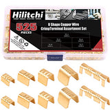 Hilitchi 525 piezas TC-1, TC-A, TC-B, TC-C, TC-T no aisladas en forma de U, kit surtido de terminales de anillo de cobre con pala de alambre conector eléctrico