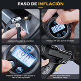 SPOWAY Inflador De Neumáticos, Compresor De Aire Portátil De 20 V, Bomba De Aire Portátil para Neumáticos De Coche, con Pantalla LCD, Luces Led, Adecuado para Motocicletas, Automóviles, Etc.