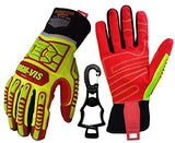 Seibertron High-VIS HRIG - Guantes de trabajo antiimpactos, resistentes al agua y al aceite de alta visibilidad, resistentes al agua, guantes mecánicos de seguridad, CE EN388 4132 M, con 1 clip de guante negro