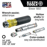 Klein Tools 32807MAG destornillador de tuerca 7 en 1, destornillador magnético tiene tamaños de tuerca hexagonal SAE de 1/4 a 9/16 pulgadas, mango de agarre acolchado para mayor par