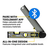 General Tools TS02 ToolSmart - Buscador de ángulos digital conectado con Bluetooth, transportador, nivel y regla de 10.5 pulgadas (26.67 cm)