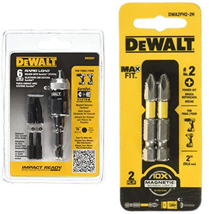 DEWALT Sujetador de Puntas Rapid Load para Atornillar y Perforar 6 Piezas DW2507 + Juego De 2 Puntas Cruz Maxfit #2 X 2 Pulgadas DWA2PH2 - 2H