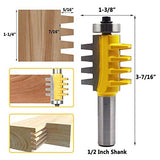 Wolfride 1/2" Cuchillo de Espiga Biselado, Carril Reversible Dedo Bit Unión Cónica Tenon Fresas de Carpintero Para Trabajar la Madera Herramientas - Amarillo