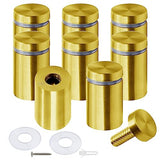 Hordion - 8 tornillos separadores de acero inoxidable de 1/2 x 4/5 pulgadas, tornillos de acero para publicidad, soporte de pared de metal resistente para letreros acrílicos para colgar marcos de fotos (dorado)