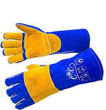 Guantes de soldadura de cuero premium | Guantes de soldadura resistentes al calor | Guantes de soldadura Mig | Horno-Grill-Chimenea-Horno-Stove-Tig-Welder-BBQ-Coal Forge Glove | 16 pulgadas de manga extra larga Kevlar Stitch