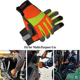 HANDLANDY Guantes reflectantes naranjos, guantes antivibración, de alta visibilidad, guantes de trabajo para hombre y mujer, con pantalla táctil (XXL)