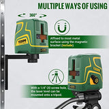 POPOMAN - Nivel láser recargable verde, tres módulos con 2 cabezales láser, línea horizontal/vertical y línea cruzada, 44,8 m, modo autonivelante y pulso, soporte magnético, rotación de 360°, IP54 - MTM310B