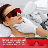 Gafas de seguridad láser rojo con lente ajustable de color rojo con marco negro y funda 1 set