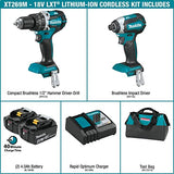 Makita XT269MB 18 V LXT – Set de taladro sin escobillas 2-PC. Combo Kit (4.0AH), XT269M, Kit en combo, Azul