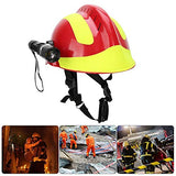 Casco duro, casco de seguridad de rescate profesional, protección contra incendios antiimpacto, casco duro con faro y gafas (rojo)