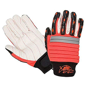 Southern Guantes chmecho-m Poly/Algodón Corded doble Palm guantes de impacto, espuma EVA firme espalda acolchada, Medio, Naranja