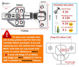 Bisagras de gabinete de cierre suave para armario de superposición parcial de 1,27 cm, bisagras ocultas europeas para armario de cocina, bisagras de puerta de armario de acero inoxidable para armario sin marco con tornillos de montaje (1,27 cm)
