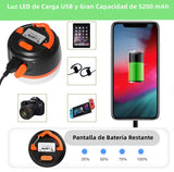 Yostyle Lámpara de Camping, IP66 LED de Luz de Emergencia 8 Modos, Recargable 2 en 1 Linterna iluminación Exterior Portátil con Gancho para Pesca Naranja