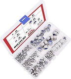 Hilitchi - Kit de tuercas de acero inoxidable de 155 piezas, tamaño M3, M4, M5, M6, M8, M10 y M12, Lock Nuts