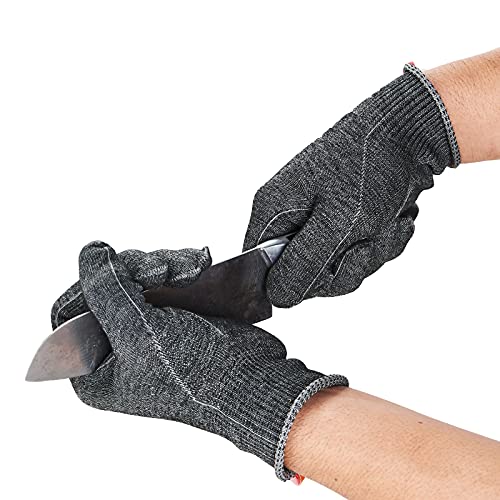 Vgo - 1 par de guantes resistentes a los cortes, forro anticorte HPPE, protección de manos, nivel EN388 E, nivel ANSI A6 (talla XL, gris, HY3594)