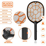 Black + Decker - Matamoscas eléctrico y matamoscas - Raqueta para matamoscas para interiores y exteriores, de mano, resistente, alimentado por batería, no tóxica, segura para humanos y mascotas