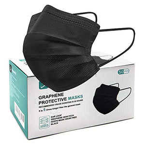 SuperHC 50 máscaras protectoras de grafeno, cubiertas faciales desechables, transpirables de 3 capas no tejidas, antipolvo, ligeras máscaras faciales para adultos, hombres, mujeres, oficina, al aire última intervensión