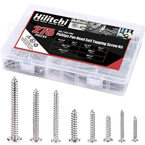 hilitchi 275-piece Acero Inoxidable Phillips Ronda Pan Head Autoperforantes Tornillo Surtido Kit (Ronda Pan Head)