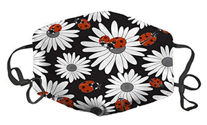 Mascarillas Bocas Unisex Antipolvo Masks Reutilizable Mascarilla Decorativa Mascarilla, Las flores de manzanilla y mariquitas, 7.08"X5.12"