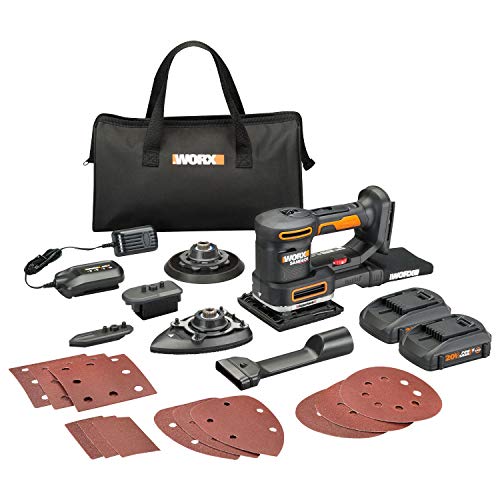 WORX WX820L.2 - Lijadora multifunción inalámbrica (20 V, 2,0 Ah, 2 baterías y 1 cargador)