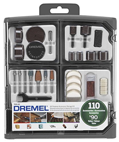 Dremel Juego de accesorios multipropósito para herramienta giratoria, 110 piezas, 709-02, New Set with Reusable Storage, Multicolor