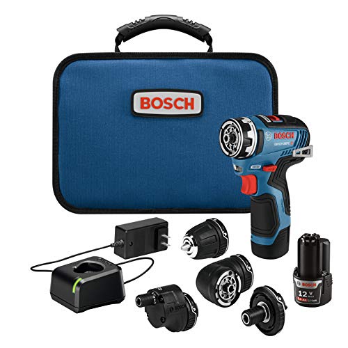 BOSCH GSR12V-300FCB22 12V Max EC Sistema de taladro/destornillador 5 en 1 con (2) baterías de 2.0 Ah