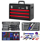 WORKPRO W009044A 408-Piece Mechanics Tool Set with 3-Drawer Heavy Duty Metal Box