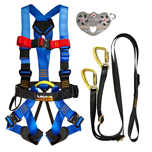 Fusion Climb Pro Backyard Zip Line Kit FK-A-HLT-19 Arnés con cordón, Color Negro