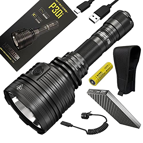 COMBO: NITECORE P30i USB-C recargable 21700 de alta salida - 2000 lúmenes, 1000 metros con NB10000 10.000 mAh batería externa