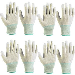 4 pares de guantes antiestáticos ESD, guantes de policarbonato con fibra de carbono de alta resistencia, guantes antiestáticos para construcción de PC, instalación y reparación de electrónica de computadora (mediano)