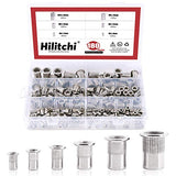 Hilitchi 304 Stainless Steel M3 M4 M5 M6 M8 M10 Flat Head Rivet Nut Threaded Rivetnut Insert Nutsert Assortment Kit (180Pcs, Metric)