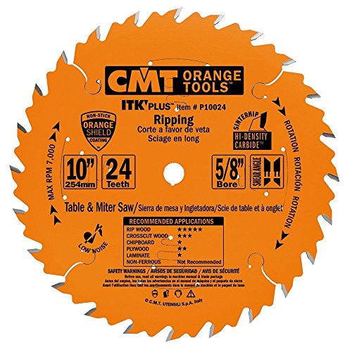 CMT P10024 ITK Plus Hoja de sierra rasgadora, 10 x 24 dientes, 10° ATB + Cizalla con orificio de 5/8 pulgadas