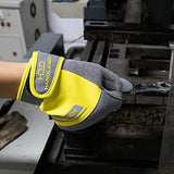 HANDLANDY Guantes de trabajo para hombres y mujeres, guantes de trabajo mecánicos de seguridad de utilidad, pantalla táctil, guantes de trabajo flexibles y transpirables para patio (L, gris y amarillo)