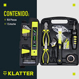 Klatter Set De Herramientas Manuales - 159 Piezas incluye Pinzas Llaves Clips Desatornilladores Matracas Cuchillas Ferretería - Caja para herramientas pensada para transportar con su propio estuche