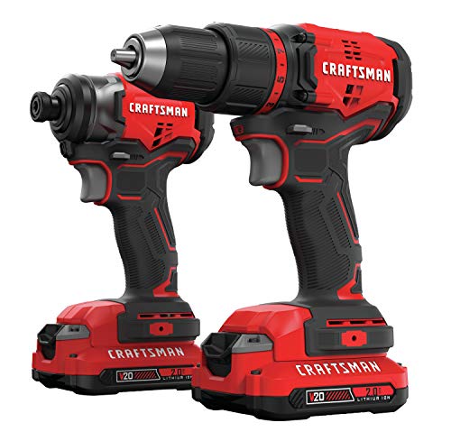 Craftsman V20* - Kit combinado de taladro inalámbrico, 2 herramientas (CMCK210C2)