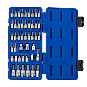 NEIKO 01145A Premium Master Combination Bit Socket Set | 45 Piece | SAE and MM | 1/4" and 3/8” Drive | Torx | Hex | External Torx | Screwdriver | S2 Steel Bits | Cr-V Steel Sockets