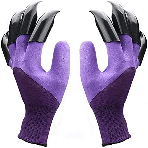 Guantes De Jardinería Con Garras, Guantes De Trabajo De Protección Para Exteriores Impermeables Y Transpirables Para Excavar Y Plantar (1Pcs,Purple)