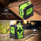 Huepar Nivel Láser Autonivelante Verde Líneas Láser DIY Cross Line Laser Transversales Horizontales y Verticales Estándar, laser level Incluye Base Giratoria Magnética, Objetivo Láser 2xAA baterias-9011G